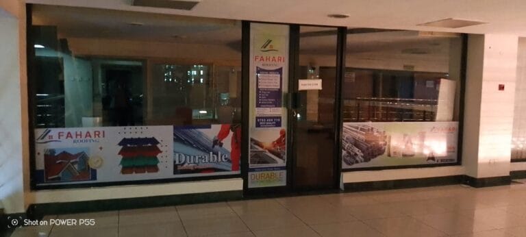 Branded shop front window with one-way vision sticker by Samerchant Kenya